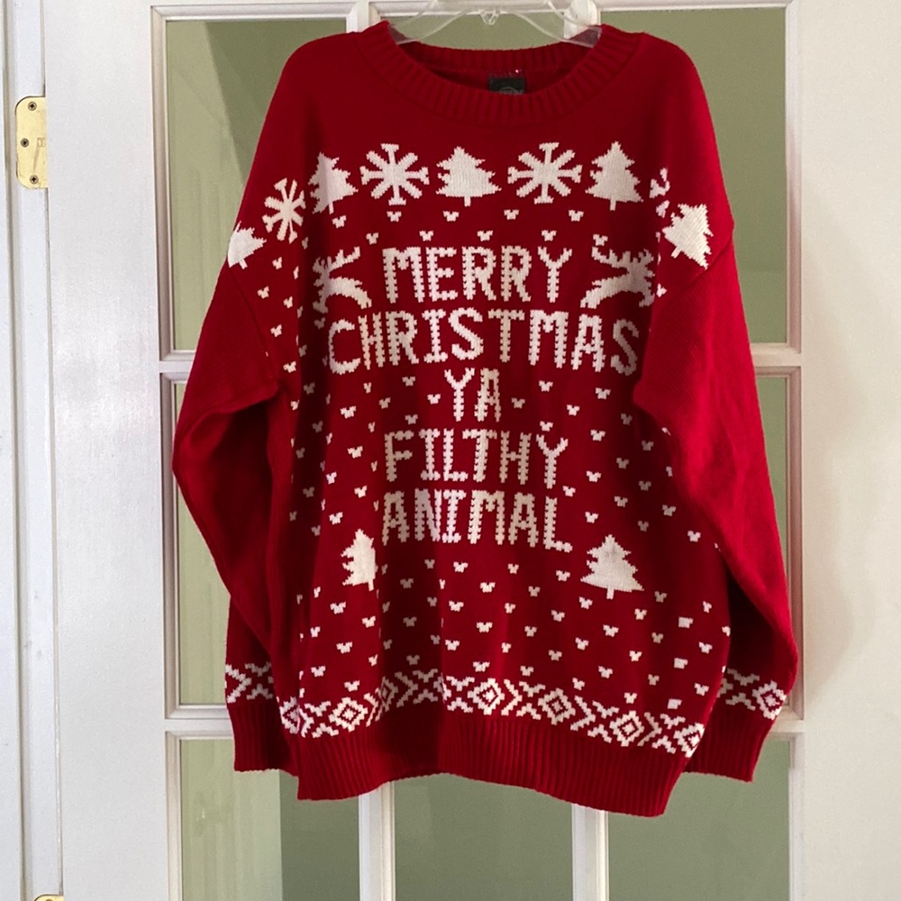 Sapphire Red Home Alone Oversized Ugly Christmas Sweater Size S/M